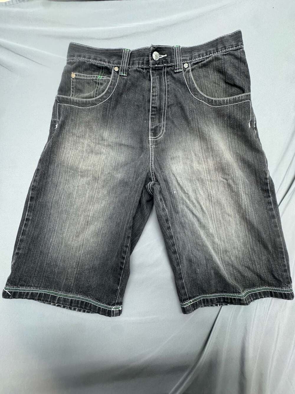 RJC Denim Shorts Size 34x15 Black Distressed Y2K Baggy Jorts